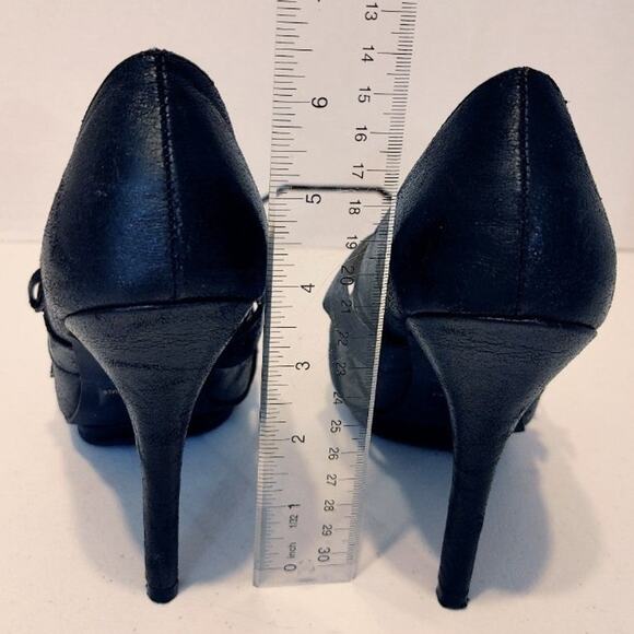 Sarah Jayne Double Buckle Mary Jane High Heel Pumps Faux Leather Black Womens 8 - Picture 6 of 8